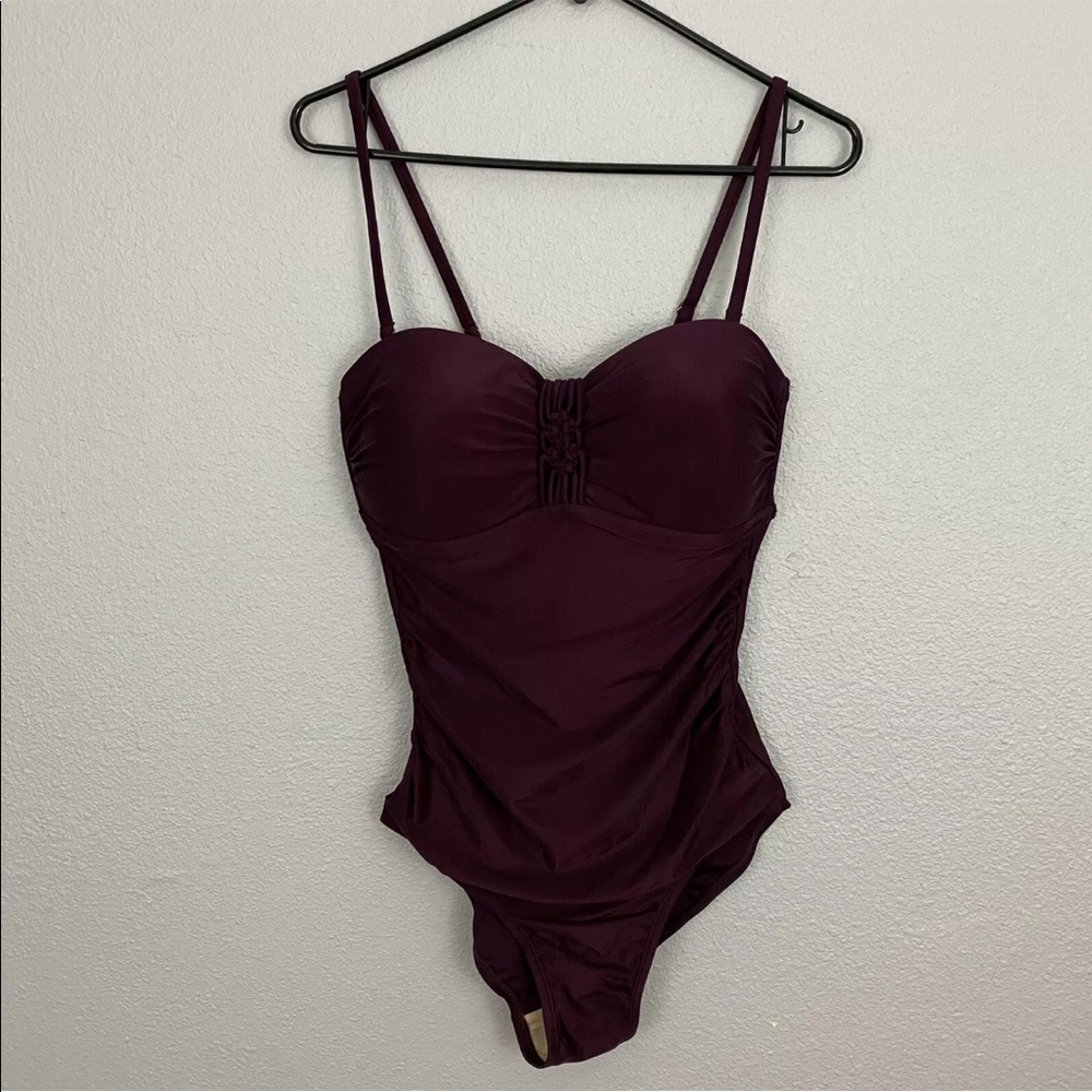 Merona Maroon Built In Bra One Piece Swimsuit Size M